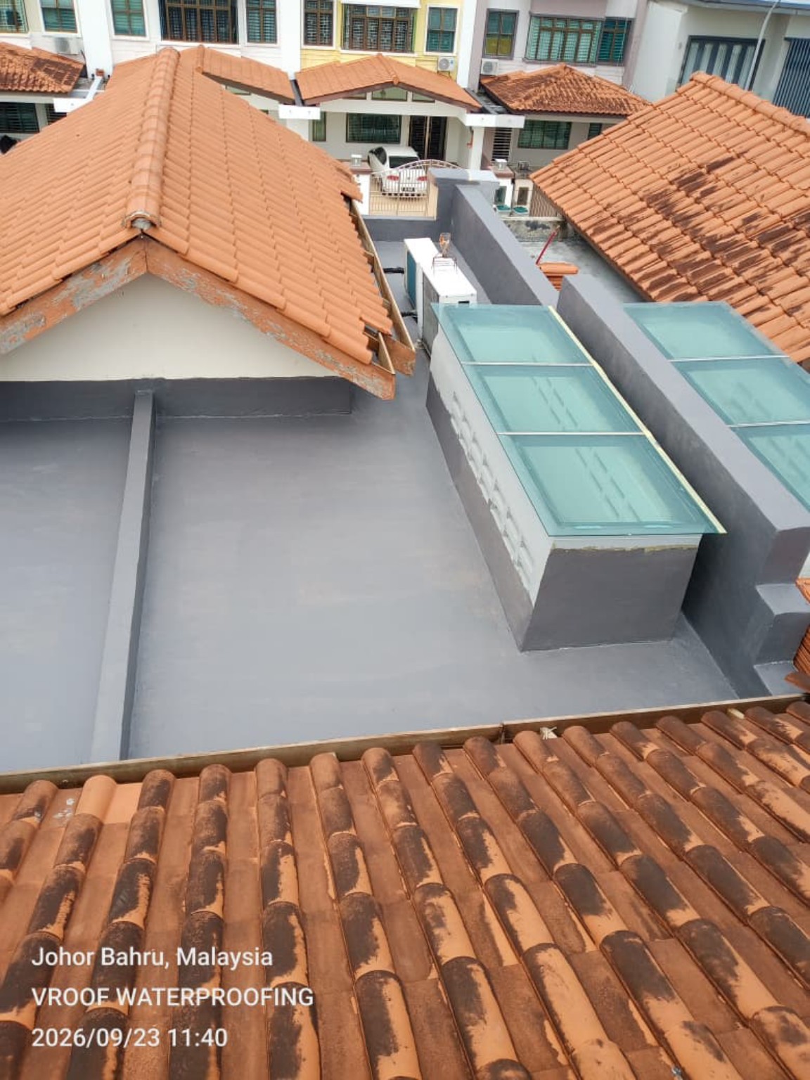 Concrete waterproofing work shown on VROOF’s official website